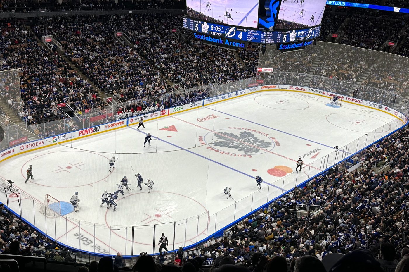 View from Section 312, Row 11, Seats 27 & 28 at Scotiabank Arena